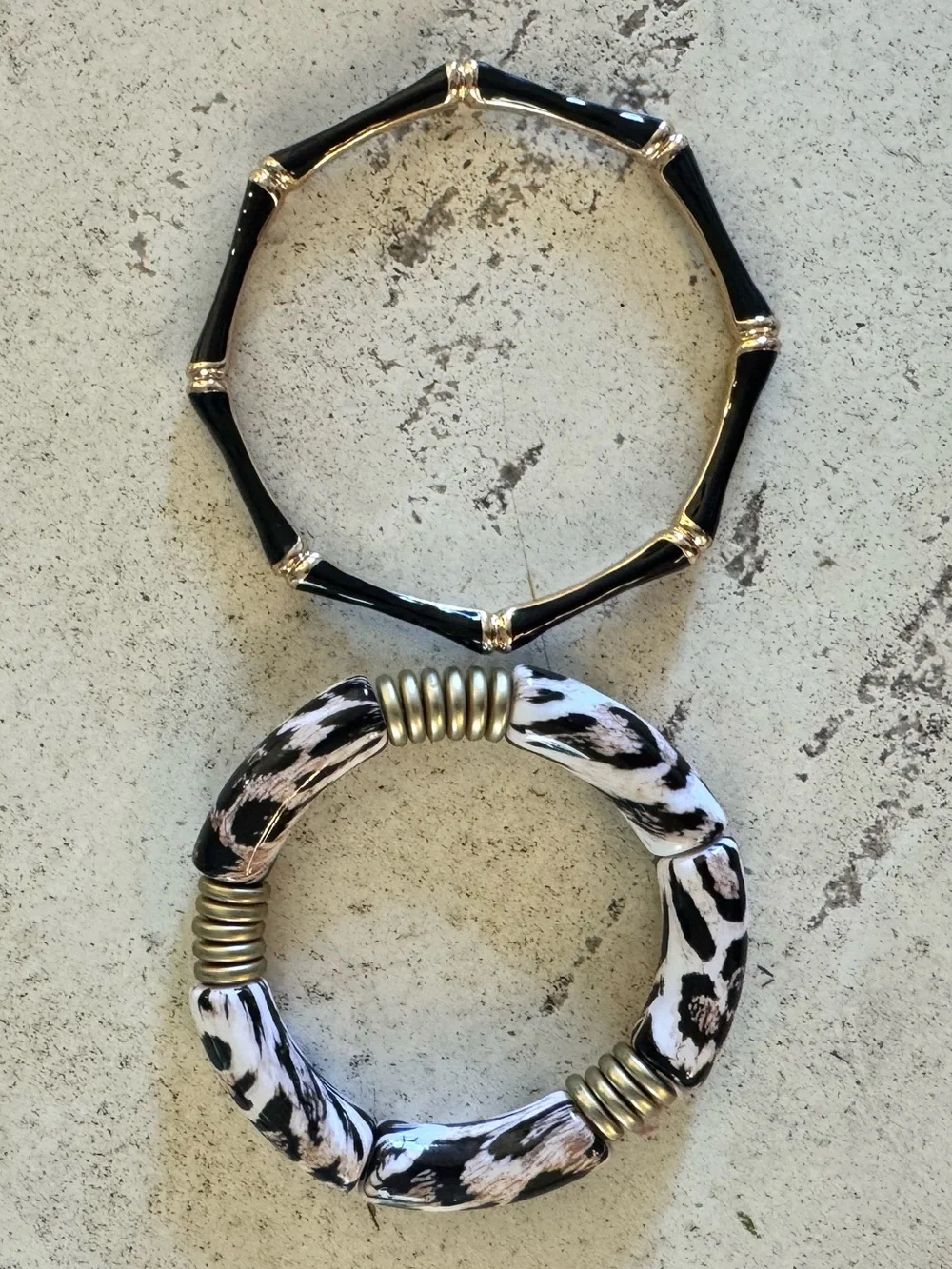 Black & Leopard Print Bangle Bracelet Set